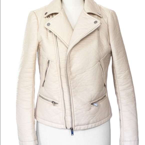 Zara Cream Faux Leather Jacket - Picture 3 of 11